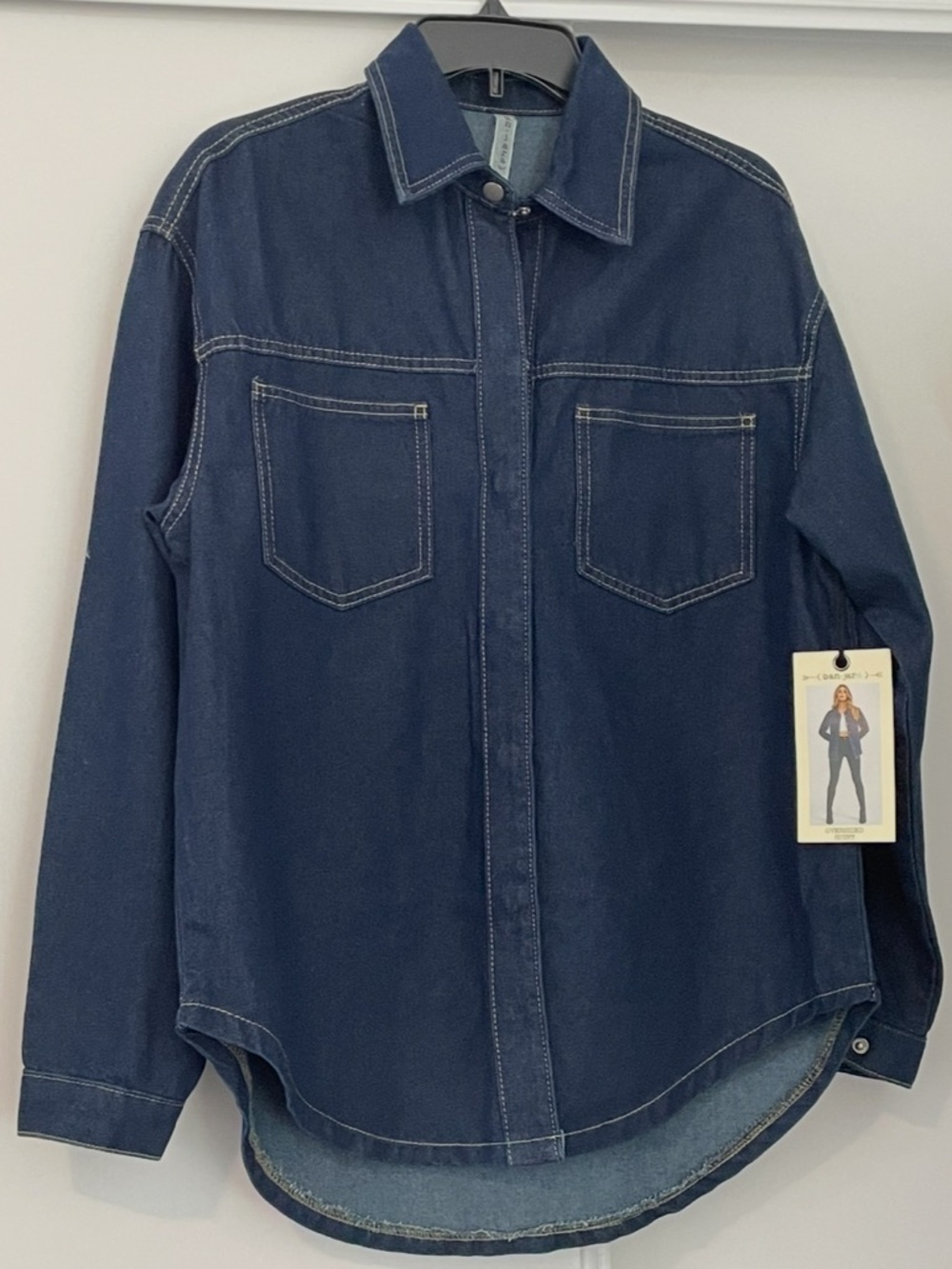 Ban Jara Dark Wash Blue Denim Jean Oversized Jacket Shirt Women’s Small - Picture 7 of 7